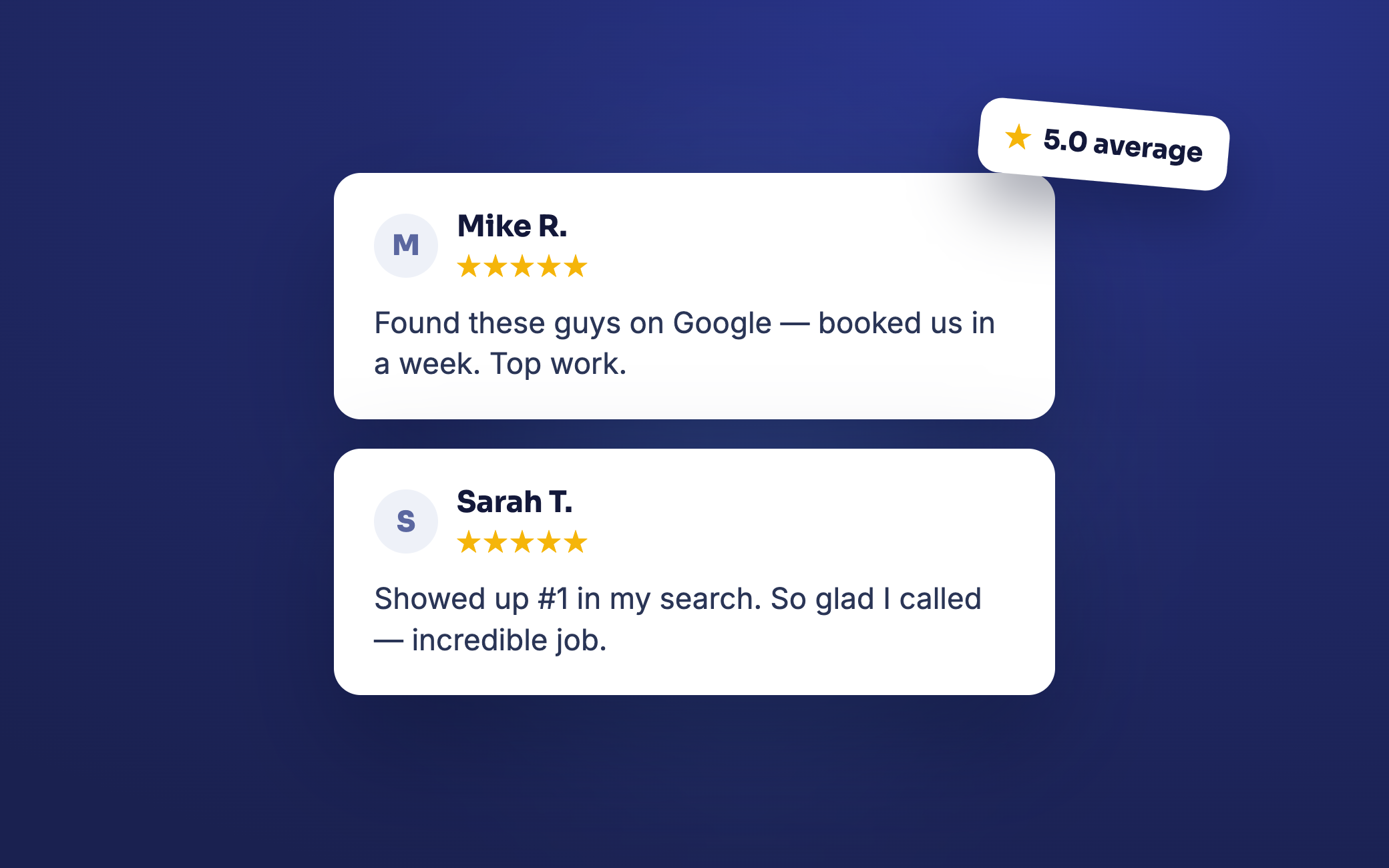 Five-star Google reviews