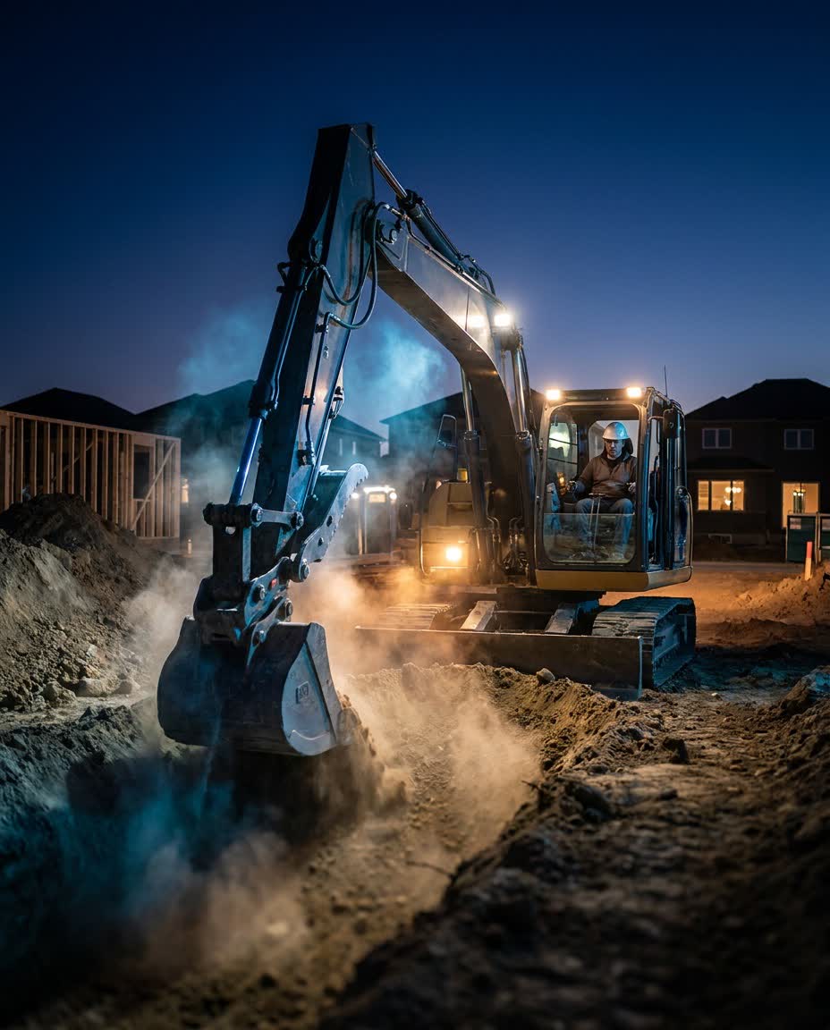 An excavator working a Nova Scotia site